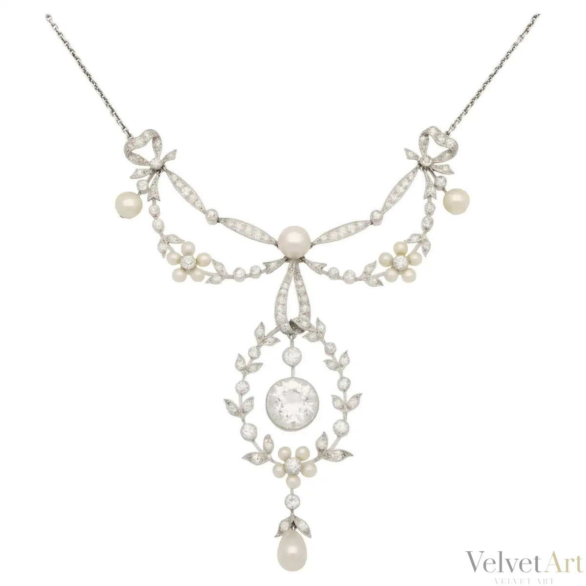 Collar Eduardiano de Diamantes y Perlas | Inglaterra, 1900