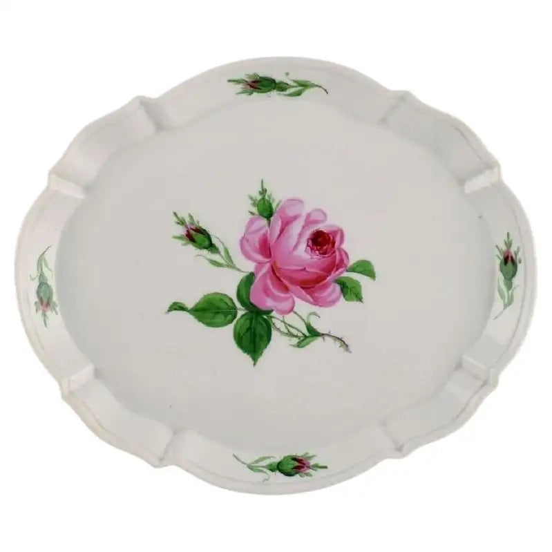 Bandeja de Porcelana con Rosa | Meissen | Alemania, 1920