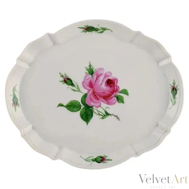 Bandeja de Porcelana con Rosa, Meissen, Alemania, 1920