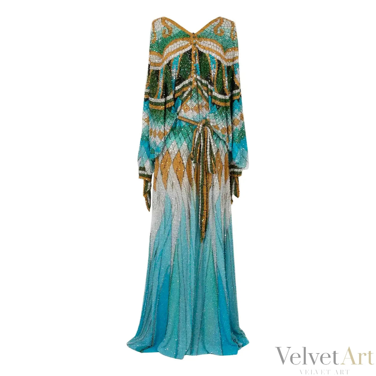 Roberto Cavalli Vestido Largo Bordado con Perlas y Lentejuelas de 2010