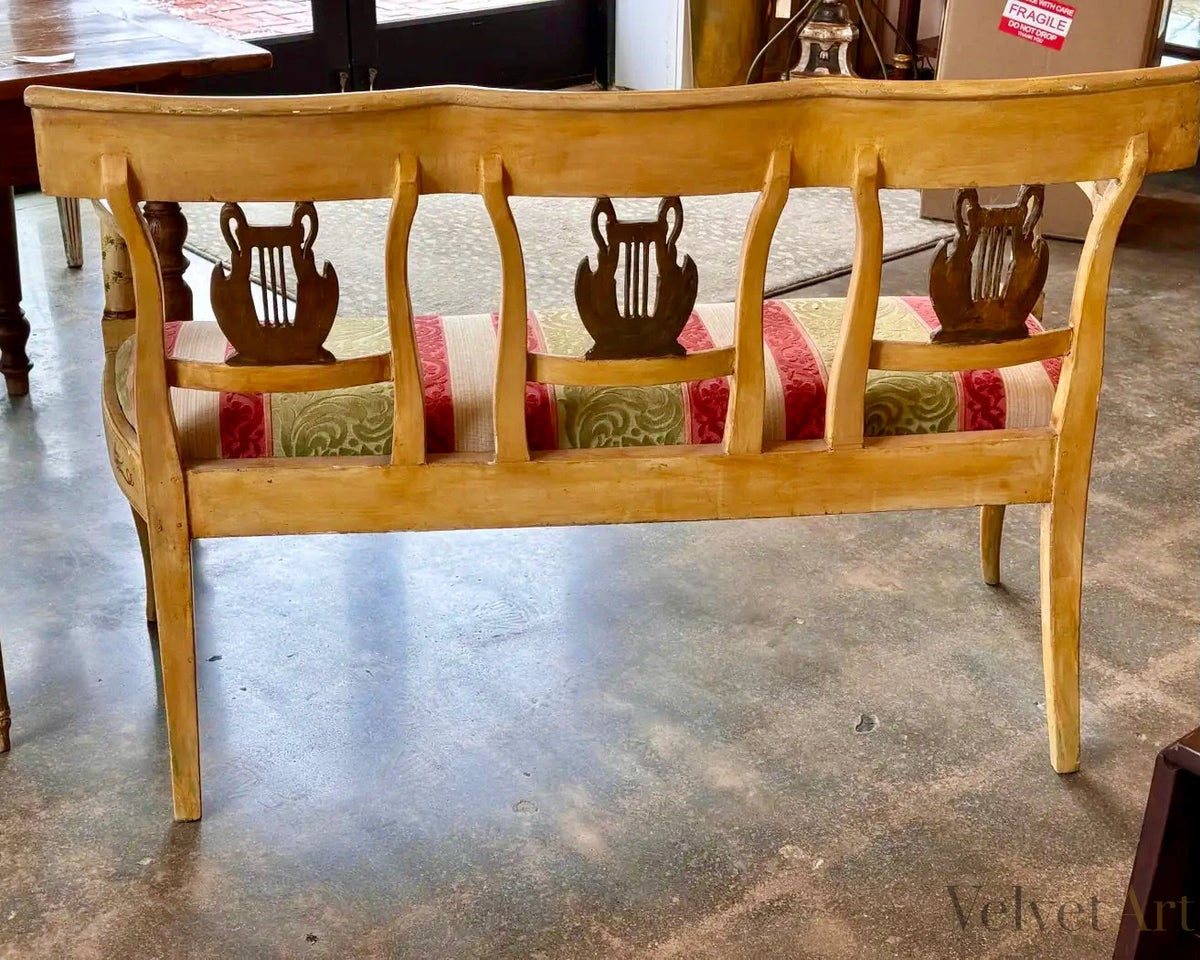 Sofá Italiano del Siglo XIX Decorado a Mano | Pintura Sobre Madera y Tela