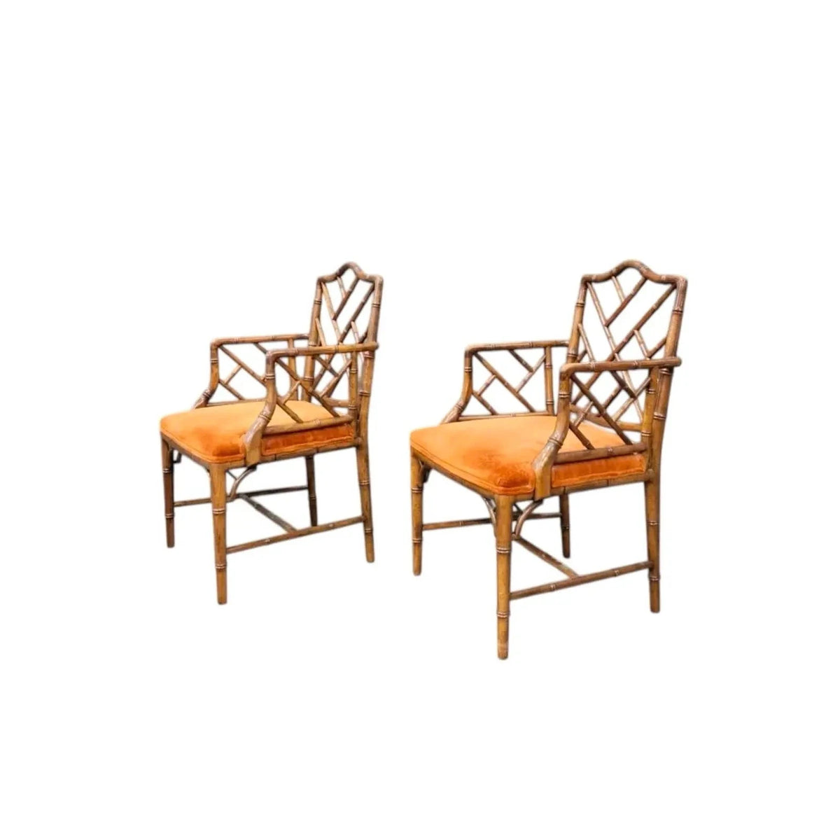 Sillones de Bambú y Terciopelo, Estilo Chippendale, Finales Siglo XX – vista 2 de 4