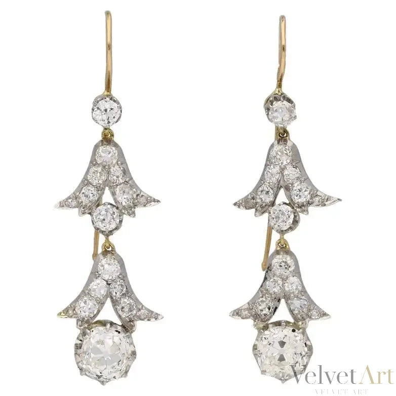 Pendientes Diamante Corte Cojín | Estilo Eduardiano, 1910