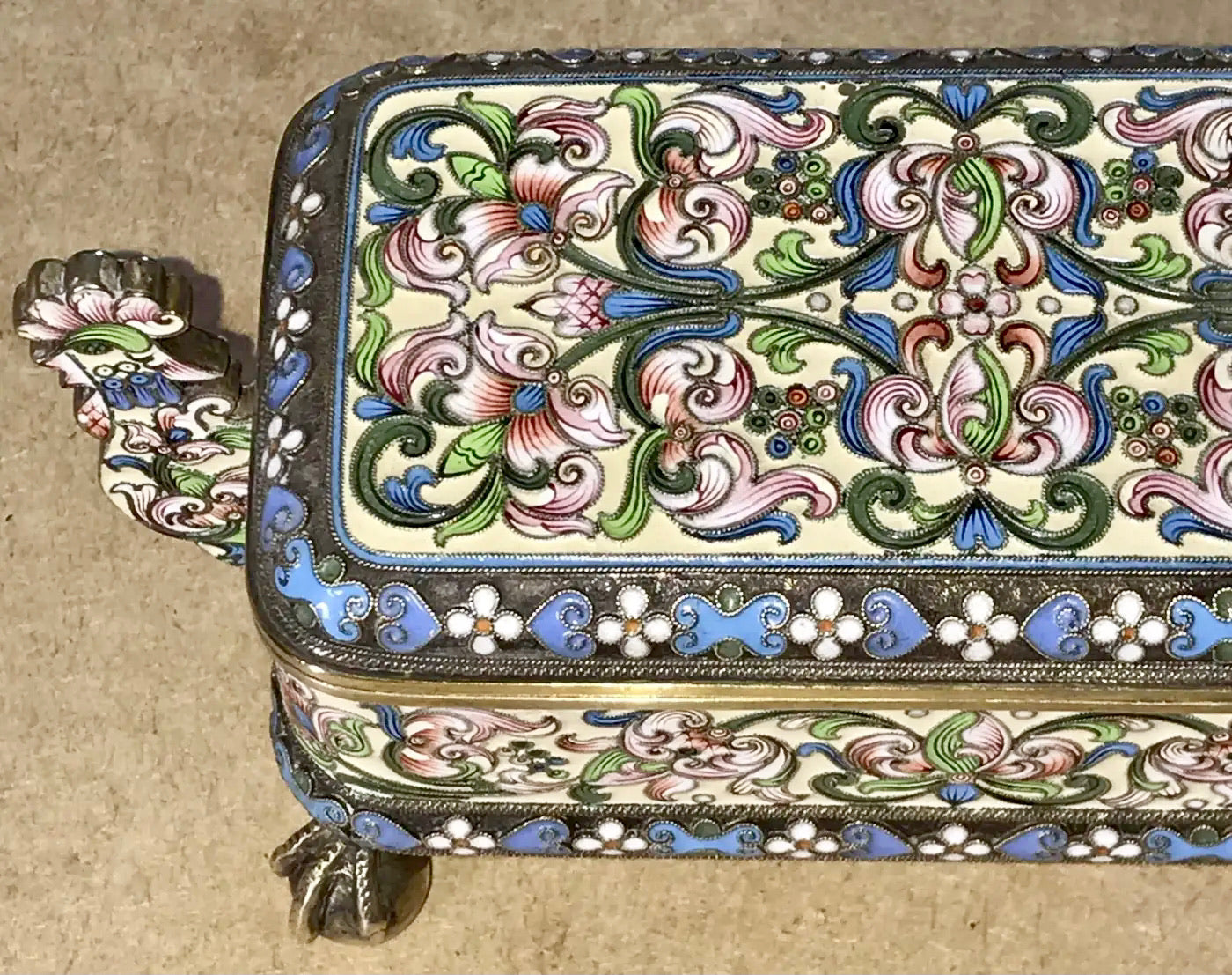 Cofre de esmalte Cloisonné de Rusia Imperial, 1850