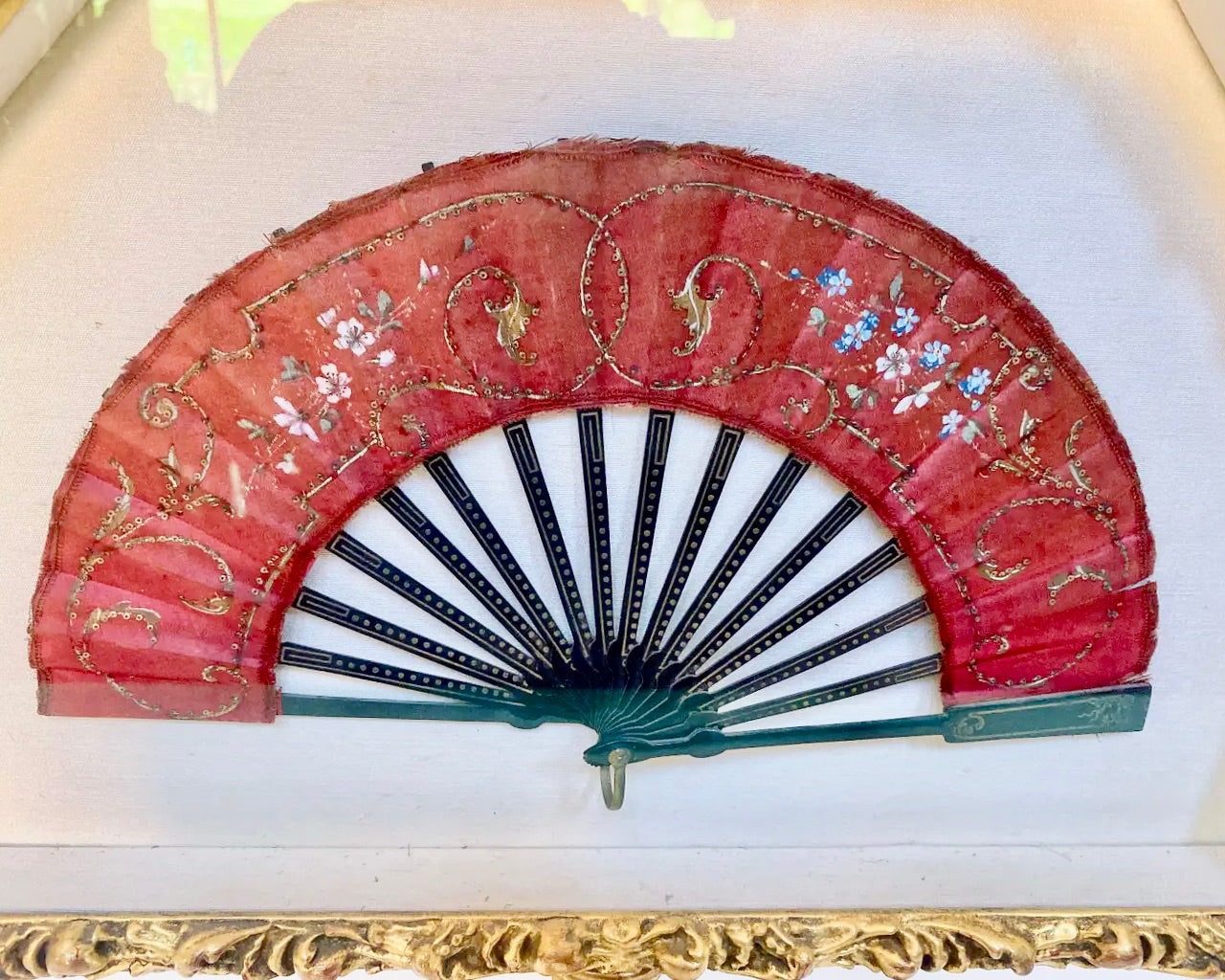 Abanico chino de seda lacado | Dinastía Qing, Siglo XIX