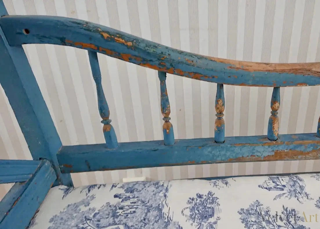 Sofá Gustaviano Azul Sueco Original de Ersnäs, Suecia