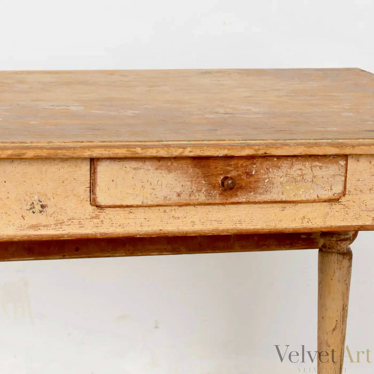 Mesa Sueca de Campo del Siglo XIX con Hoja Desplegable