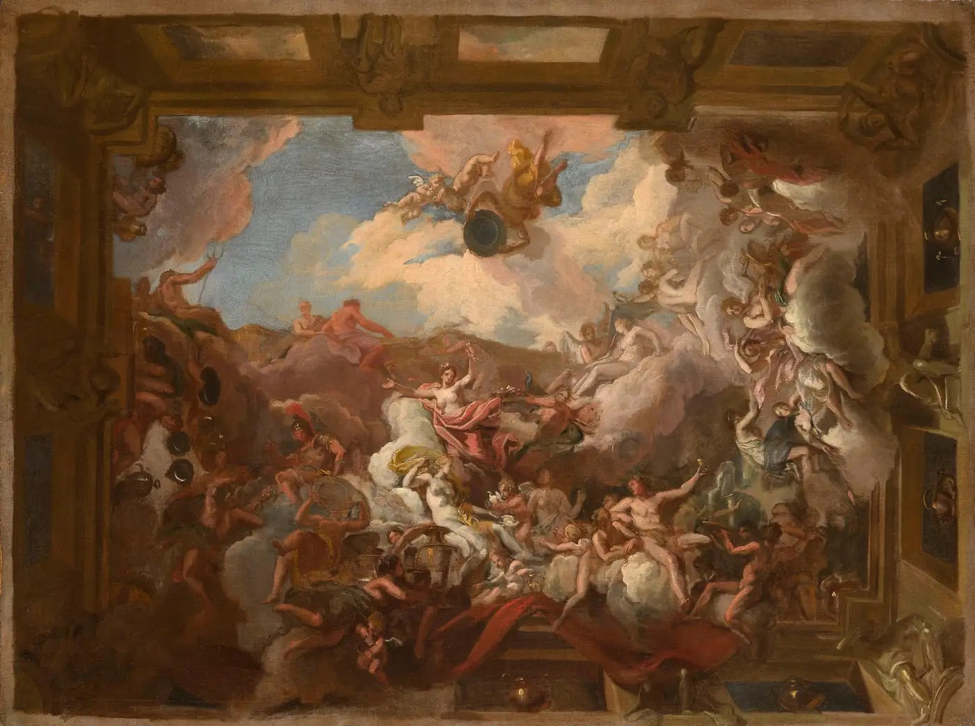 Louis Chéron | Bocetos al Óleo del Siglo XVIII para un Interior Barroco, 1710