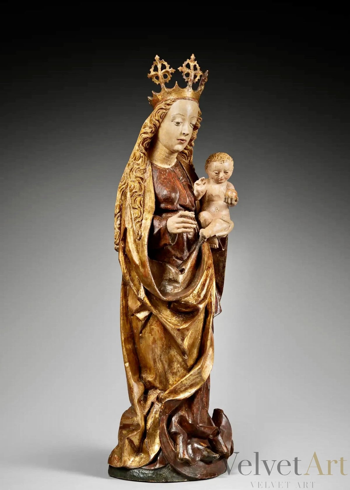 "Virgen y Niño" Tallados en Madera Policromada | Sur de Alemania, siglo XV | Gótico Tardío