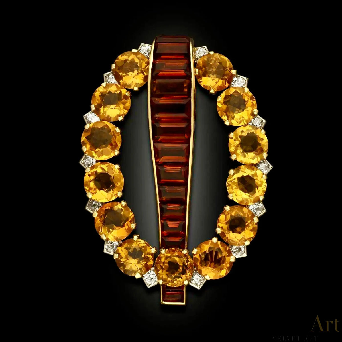Broche de Citrino y Diamantes, Cartier, Art Deco, 1930 – vista 3 de 3
