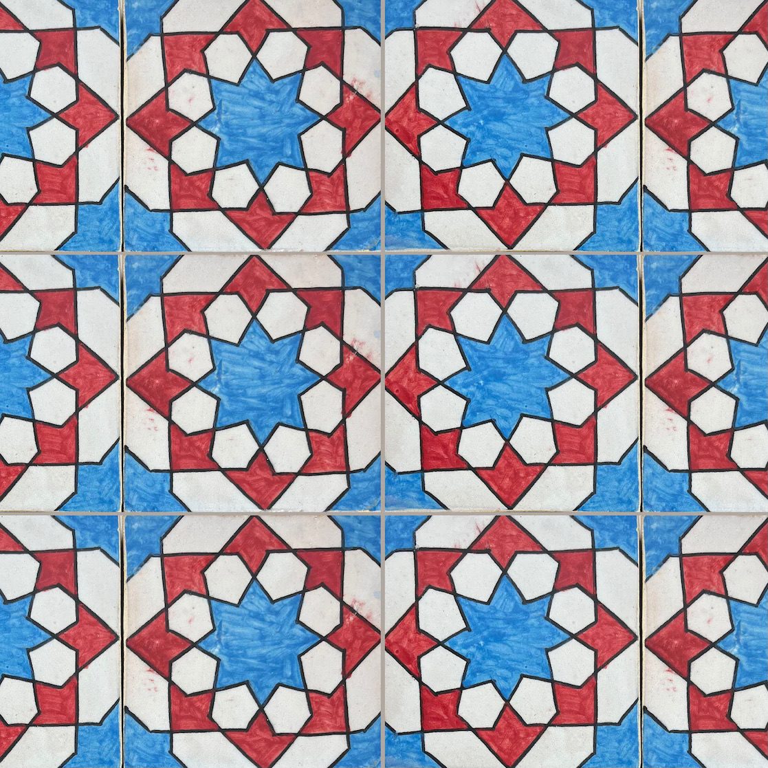10 azulejos marroquíes de color rojo y azul "Tánger"
