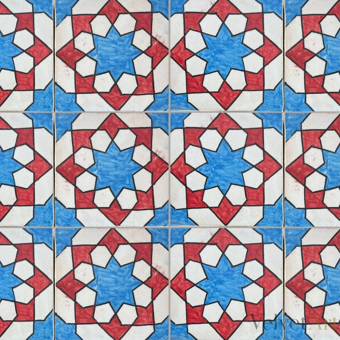 10 azulejos marroquíes de color rojo y azul Tánger – vista 3 de 4