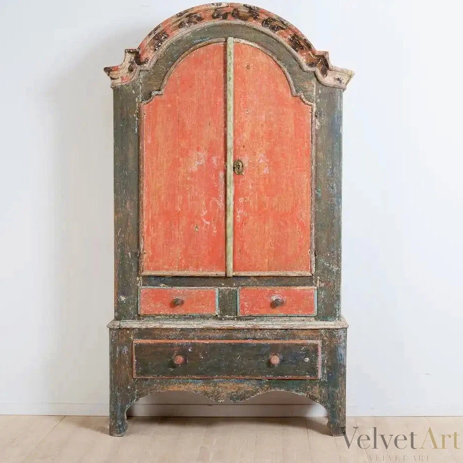 Gabinete rococó sueco de pintura original de 1780