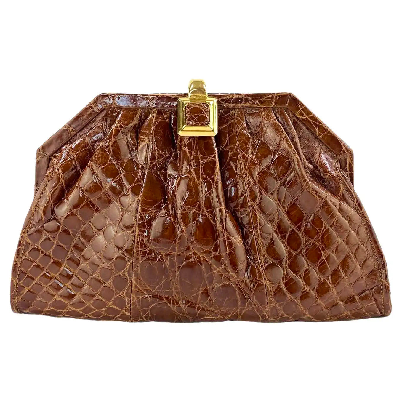 Bolso Bandolera Gucci de Cocodrilo Marrón de 1987
