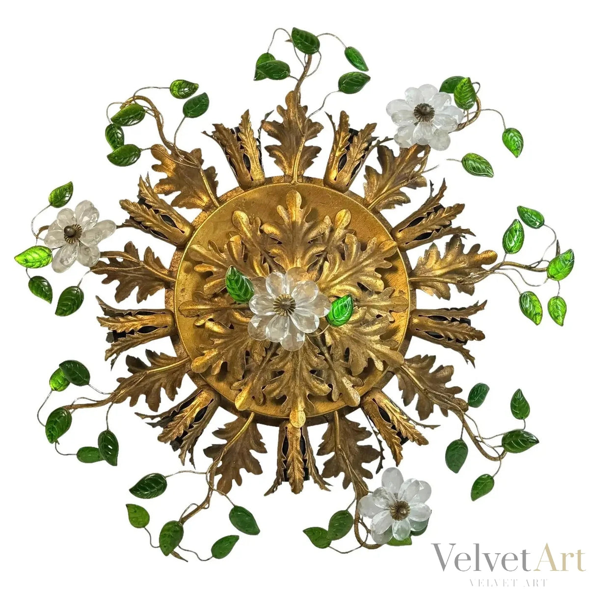 Lámpara de Cristales Verdes, Banci Firenze, Murano, Italia, 1960