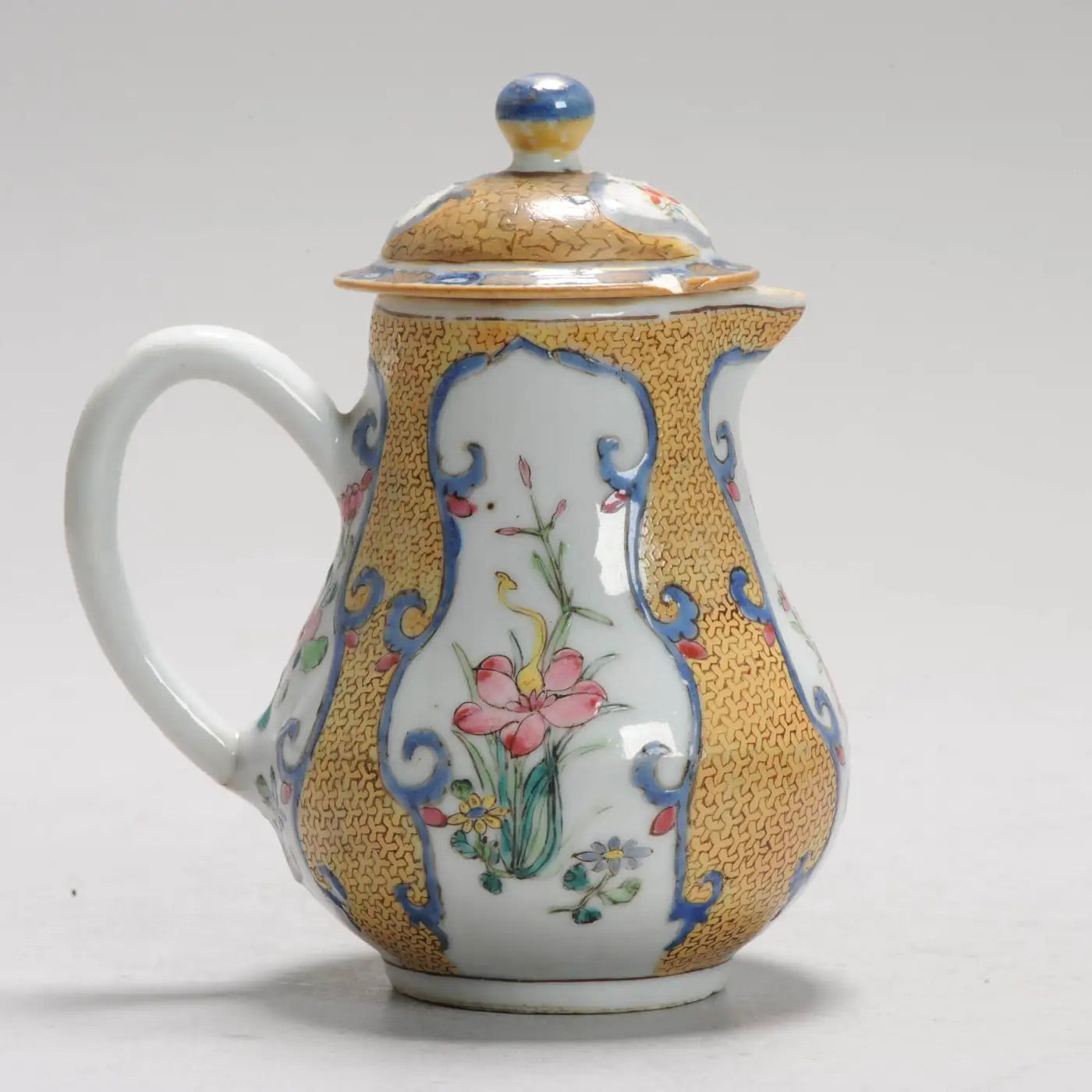 Cremera Té Porcelana China Amarilla y Azul del Siglo XVIII