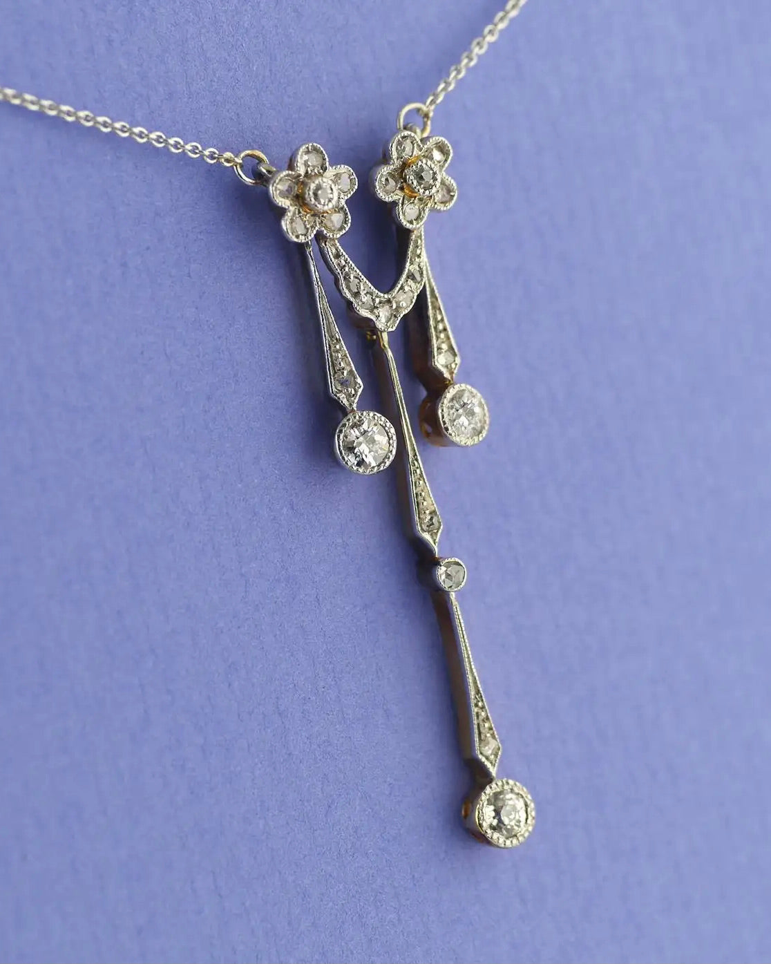 Colgante Doble Eduardiano de Diamantes, Oro y Platino | Reino Unido, 1910