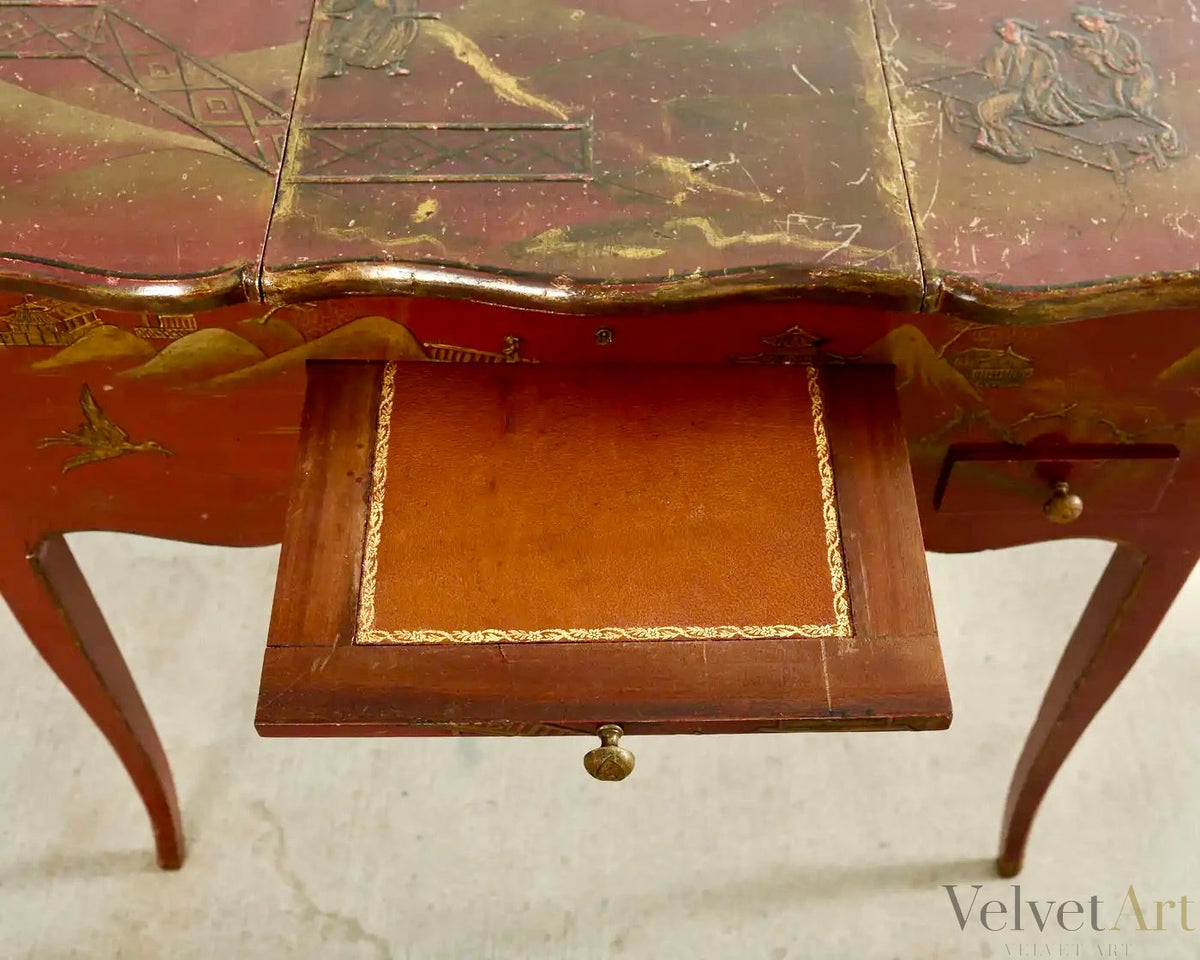 Tocador inglés Queen Anne con Laca Chinoiserie, siglo XIX