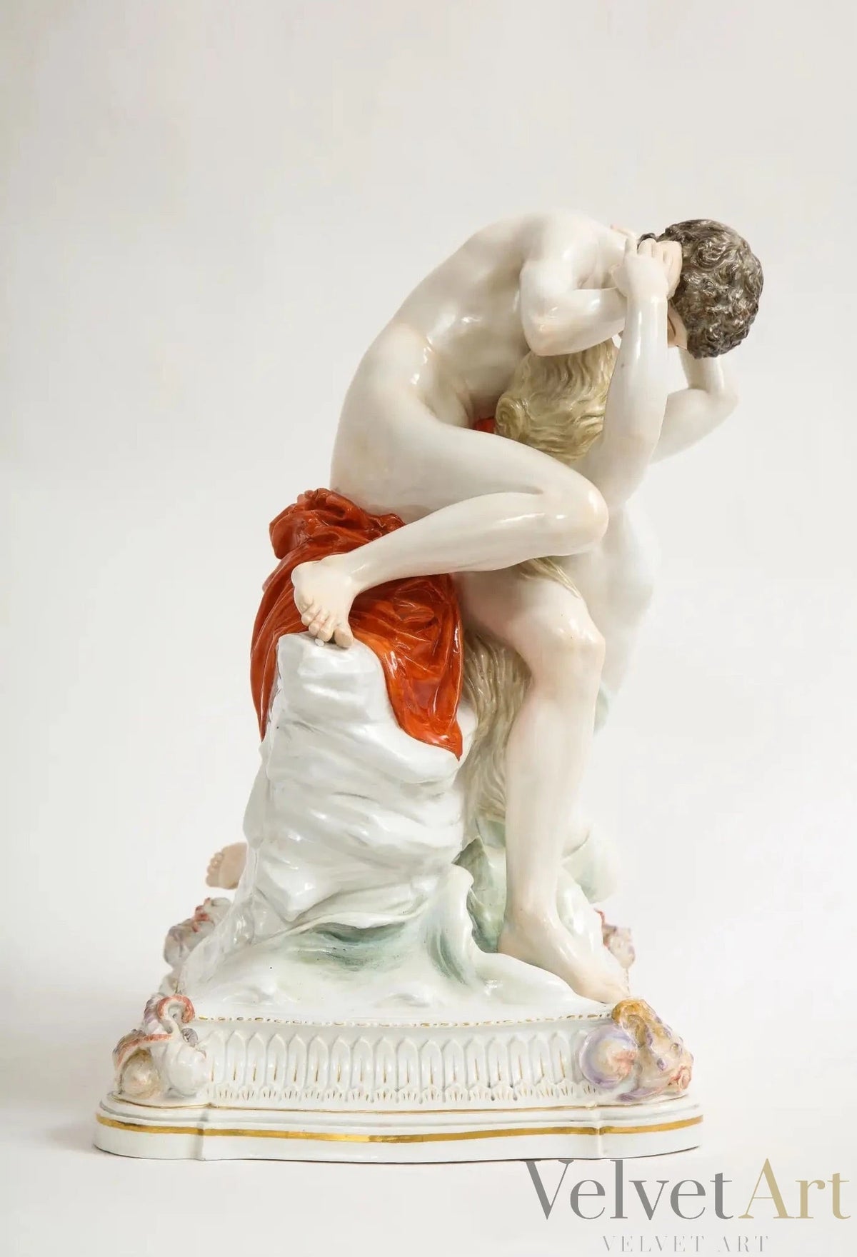 Amantes Besándose, Porcelana de Meissen 1870 – vista 3 de 4