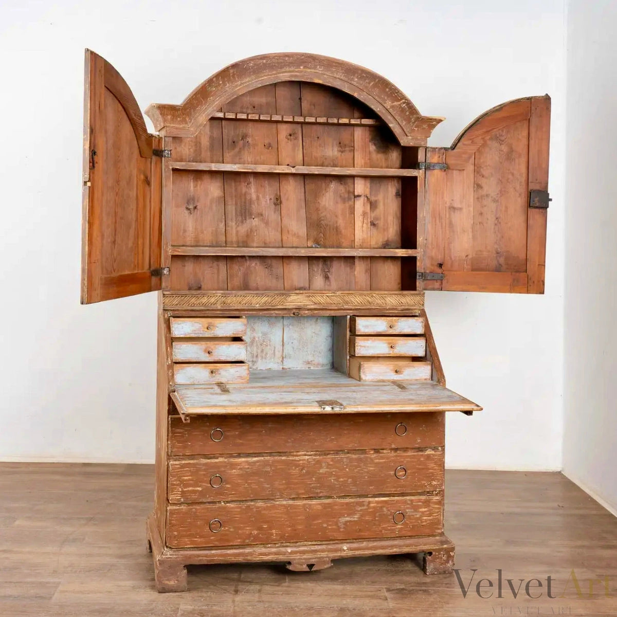 Secretaria de Pino Sueco Pintada del Siglo XIX