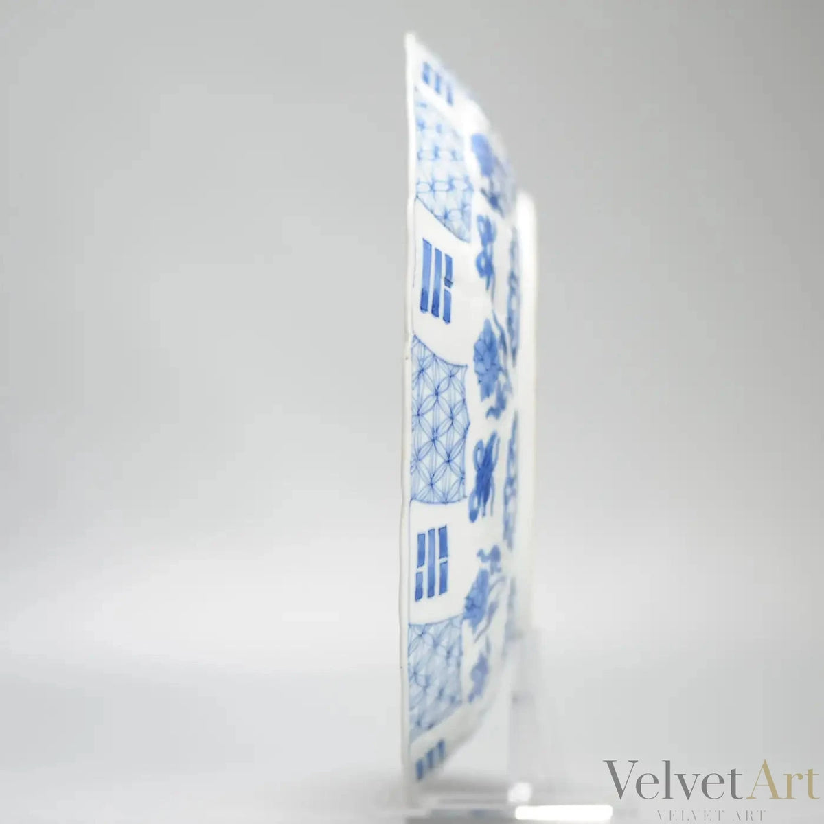 Plato Cheghua Periodo Kangxi del Siglo XIX en Azul Cobalto
