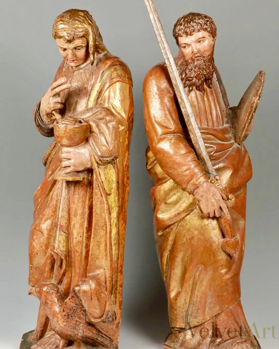 San Juan y San Pablo | Escultura de Madera Policromada | Escuela Castellana Siglo XVI