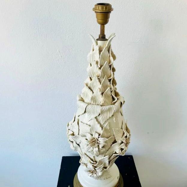 Pie de Lámpara de Manises Blanco | Cerámica Artesanal Valenciana