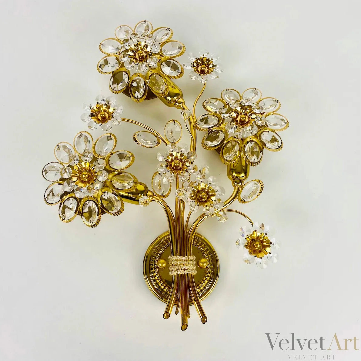 Aplique Palwa Cristal Floral | Alemania, 1960