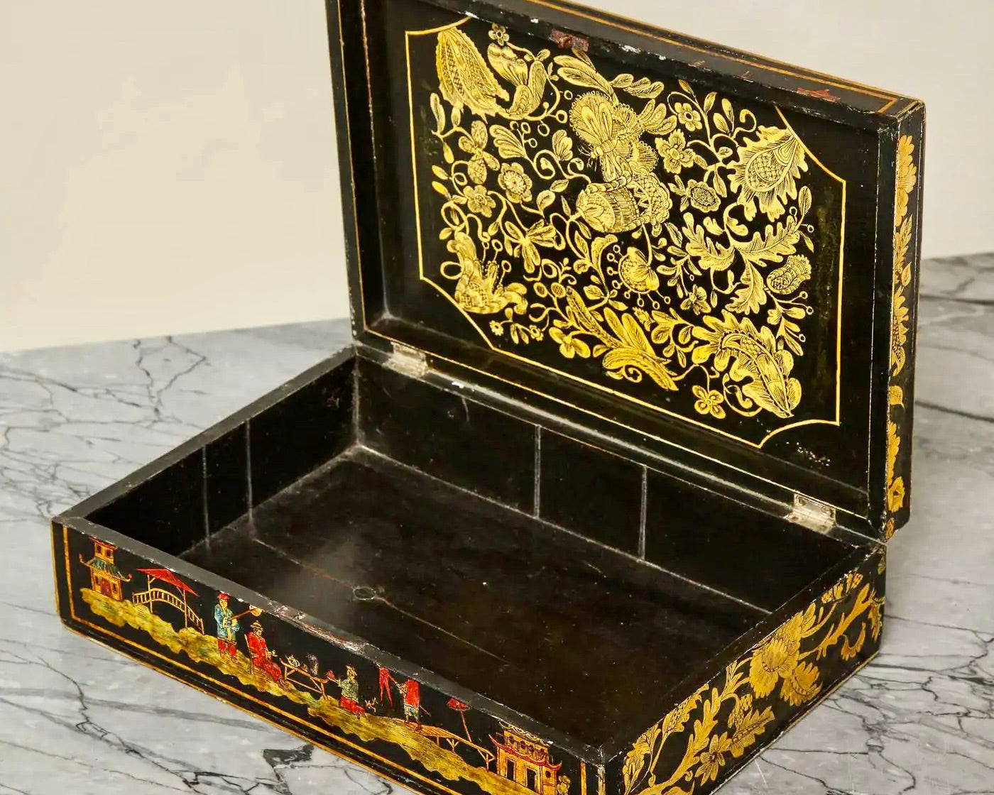 Caja para Plumas | Decoración Chinoiserie | Estilo Regencia | Inglaterra, 1820