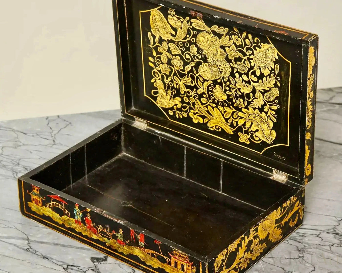 Caja para Plumas | Decoración Chinoiserie | Estilo Regencia | Inglaterra, 1820