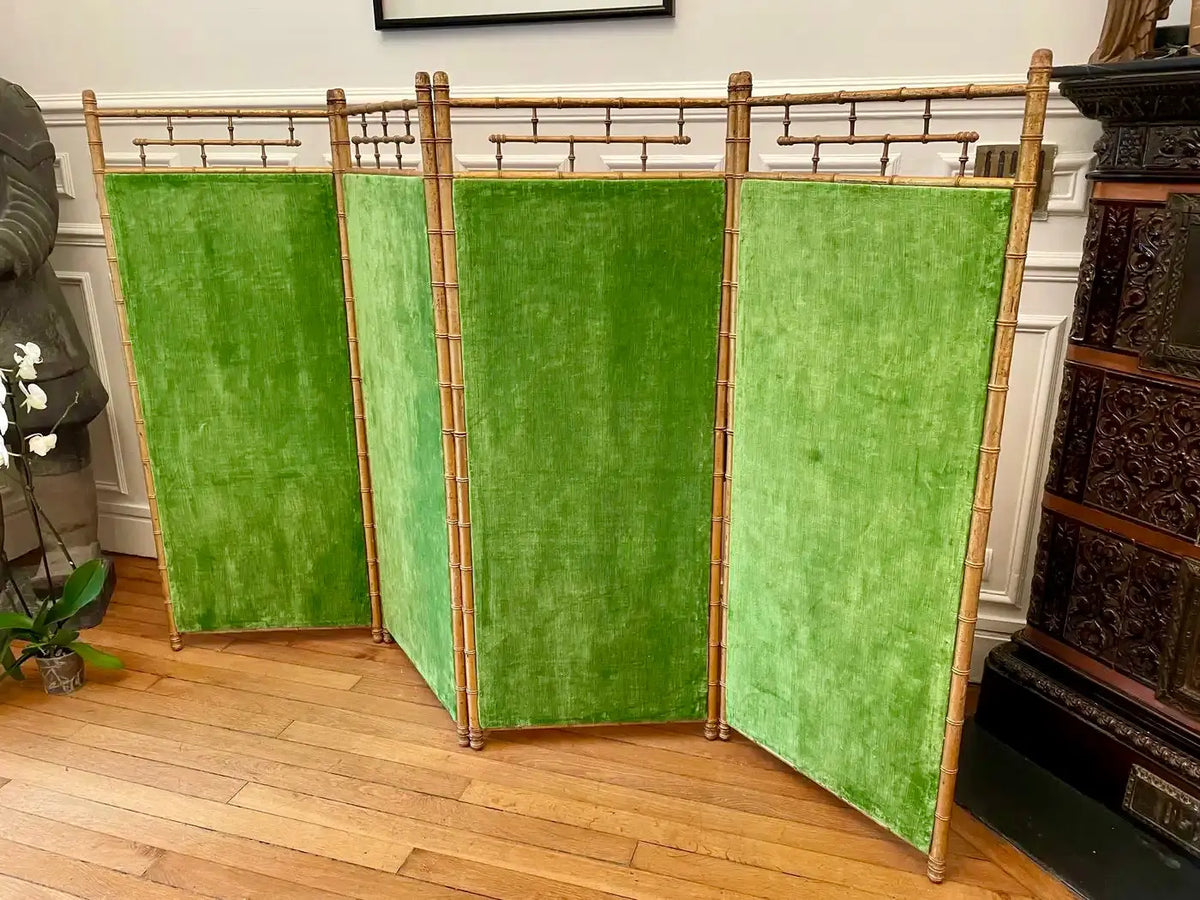 Biombo Dorado y Terciopelo Verde | Napoleón III | 1850