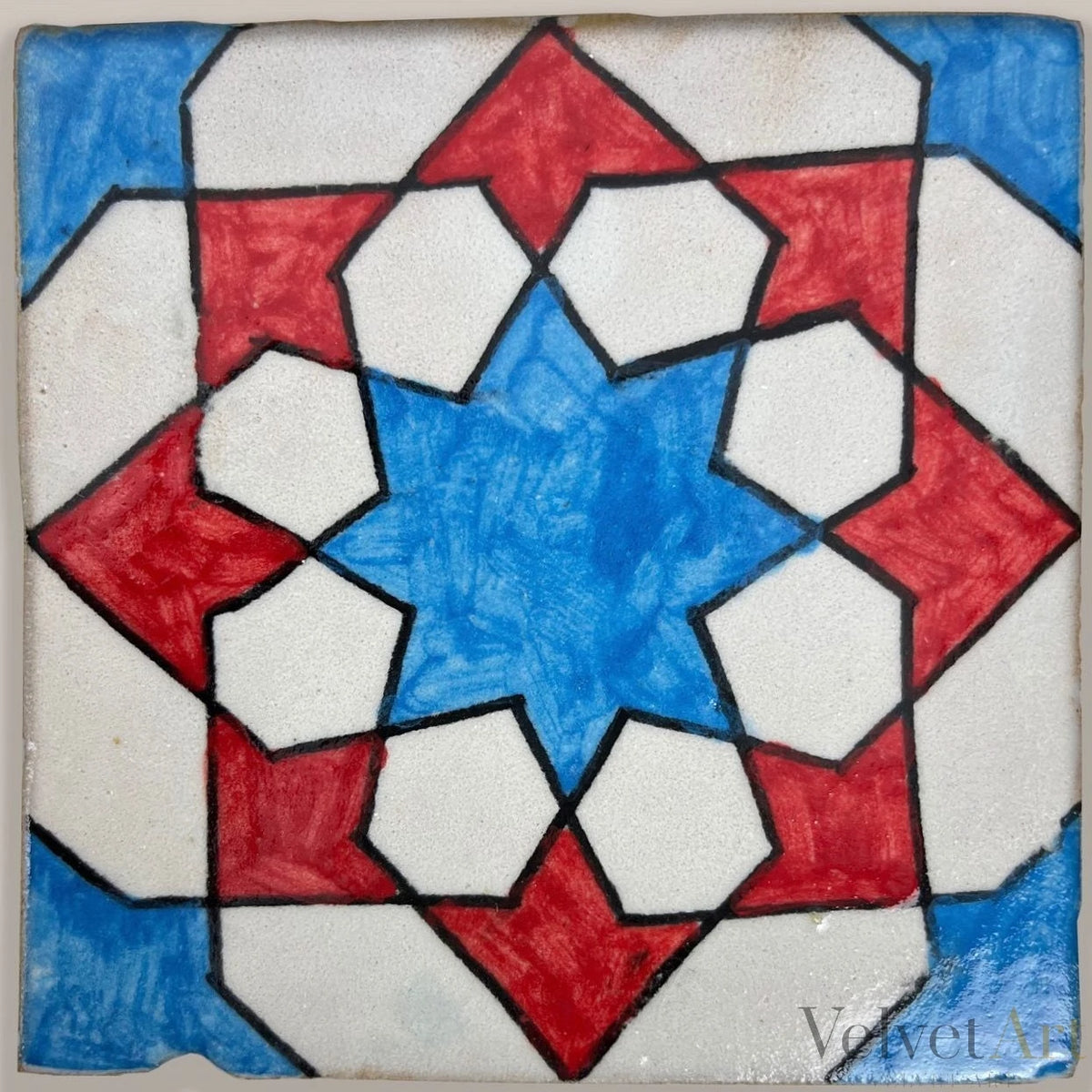 10 azulejos marroquíes de color rojo y azul Tánger