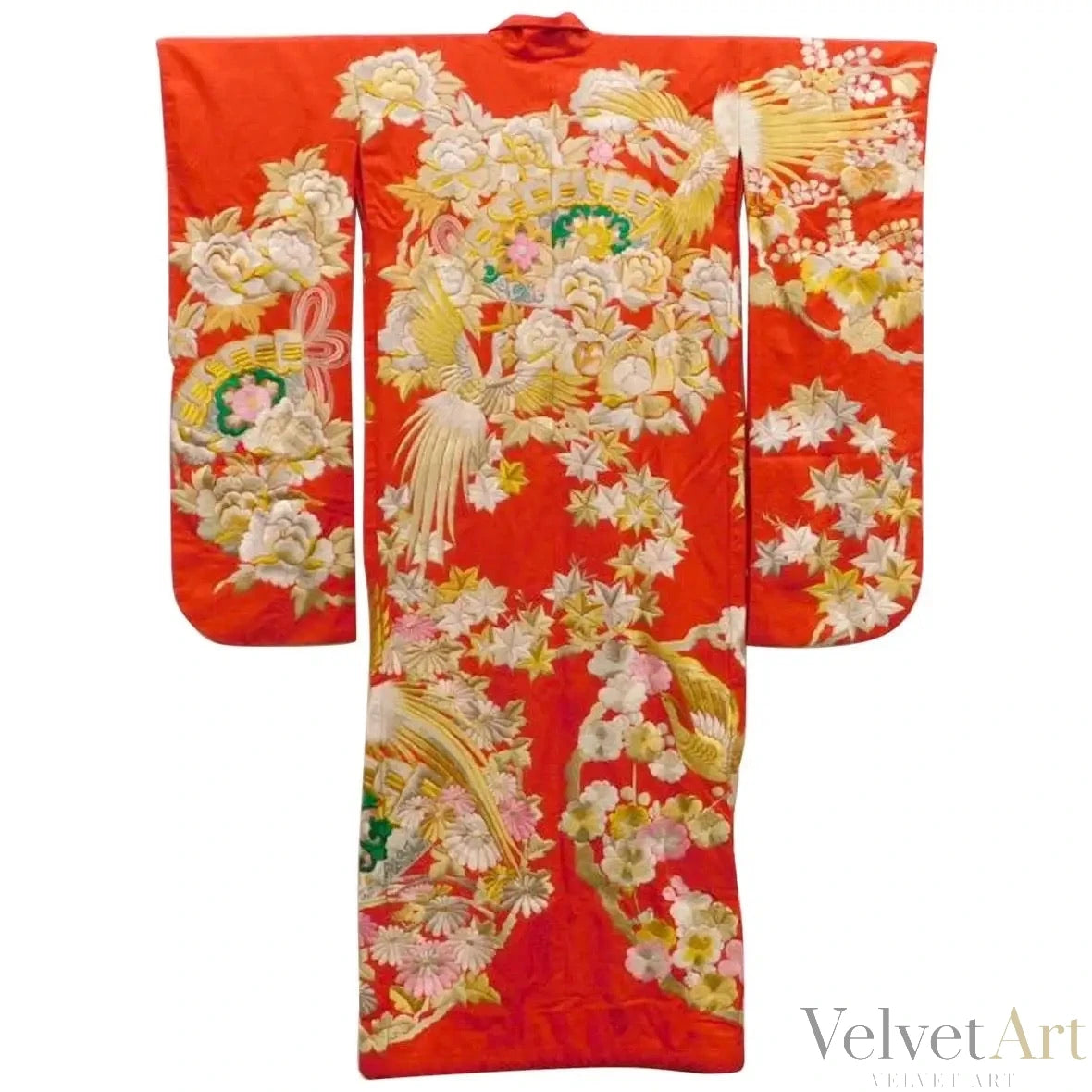 Kimono Rojo Bordado Ceremonial, Japón (1910-1930)
