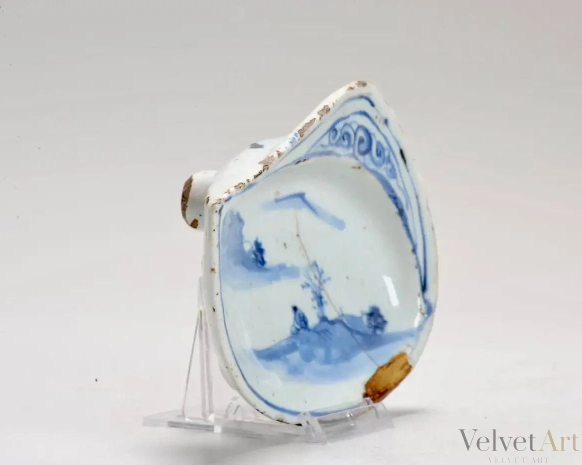 Plato Chino Kosometsuke de Porcelana Azul Bajo Vidriado | Literato en Paisaje | Periodo Ming, Siglo XVII