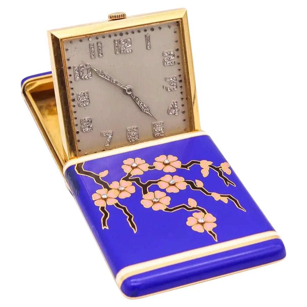 Reloj de Viaje Esmaltado | Cress Arrow Co. | Japonismo | Art Deco 1925