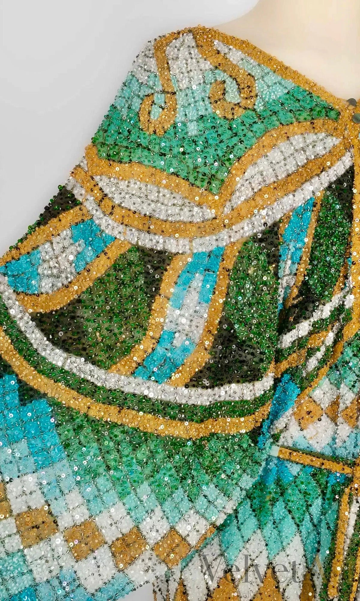 Roberto Cavalli Vestido Largo Bordado con Perlas y Lentejuelas de 2010