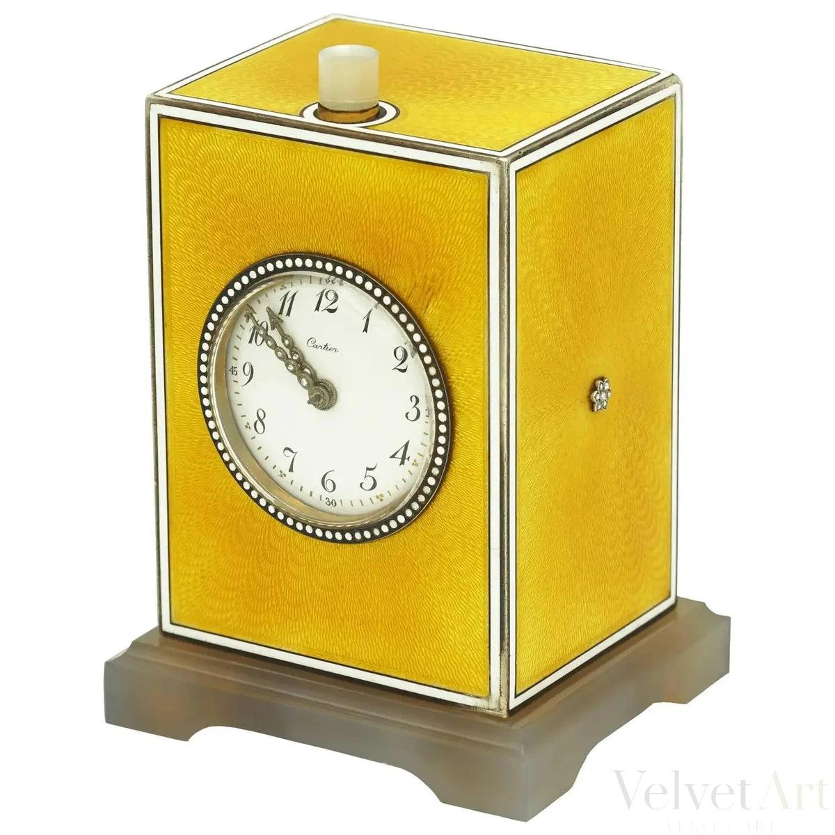 Reloj Péndulo de Repetición | Esmalte Amarillo y Diamantes | Cartier, 1900