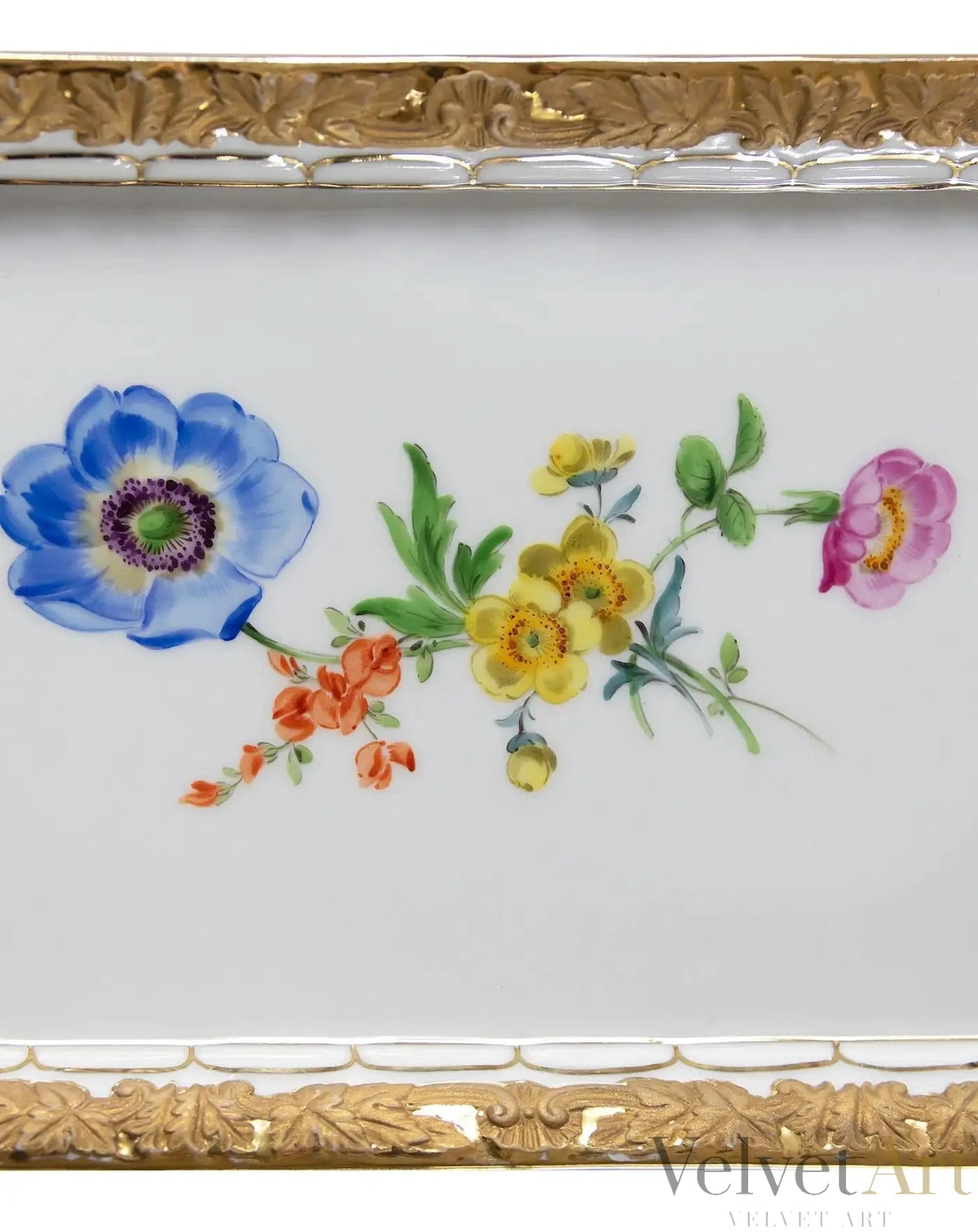 Bandeja de Porcelana Dorada Pintada a Mano, Meissen – vista 3 de 4