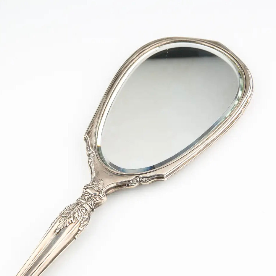 Juego de Tocador George Webster Co | Espejo y Cepillo de Plata de Ley de 1869