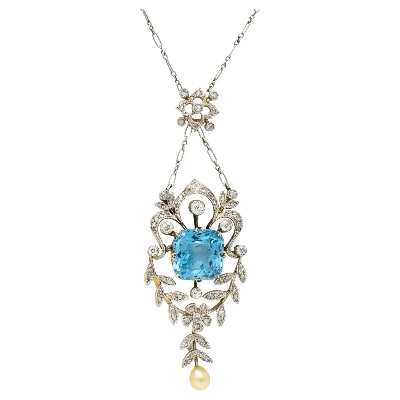 Collar Eduardiano de Perla y Aquamarina de 1910