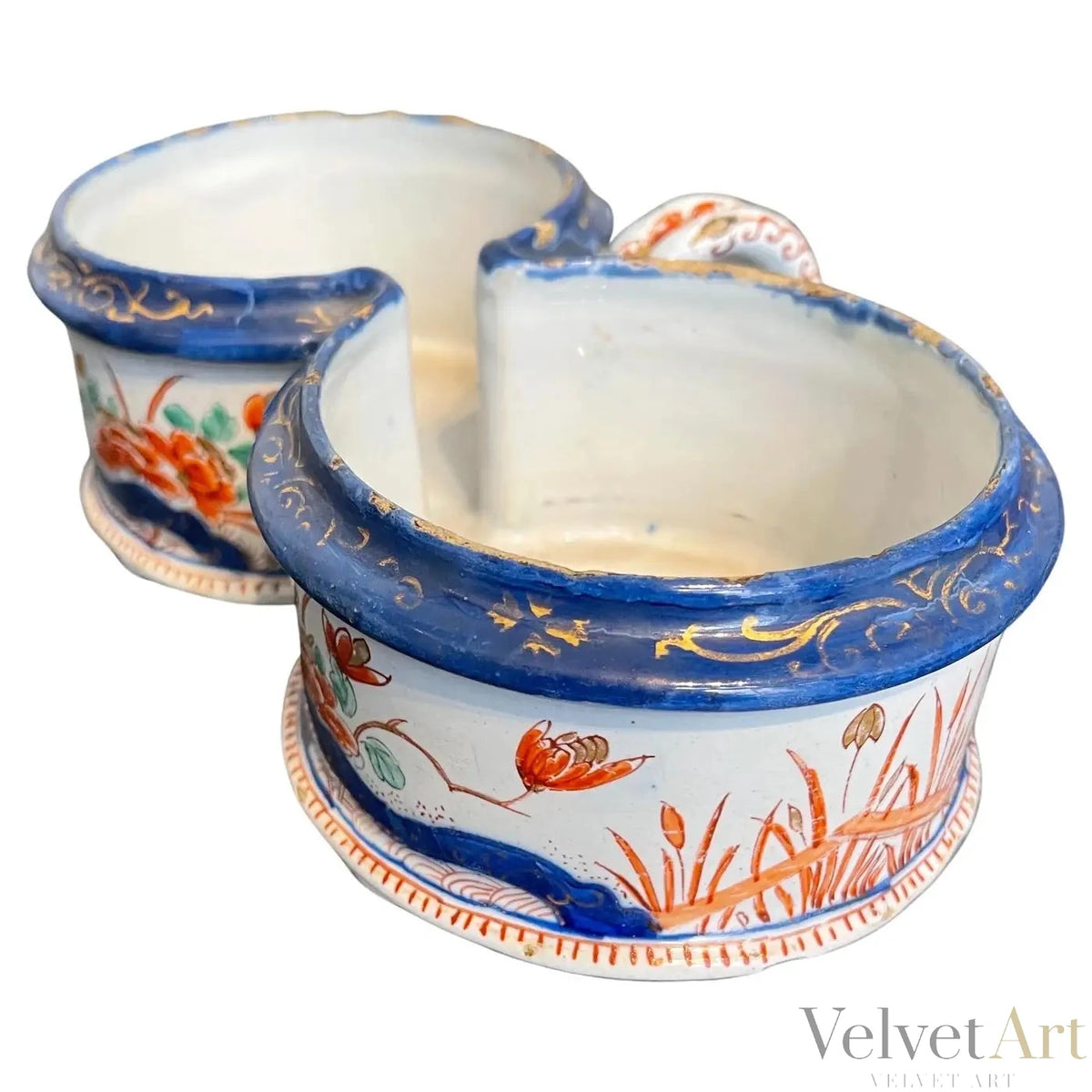 Cerámica de Delft, Vinagrera y Aceitera Policromada, Holanda, 1750