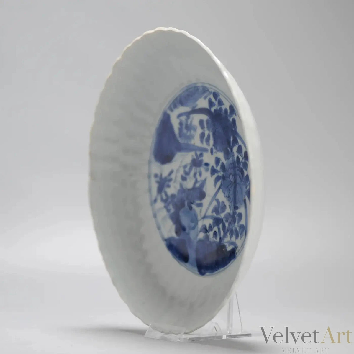 Plato Kraak Azul Cobalto | Porcelana China Dinastía Ming, 1600