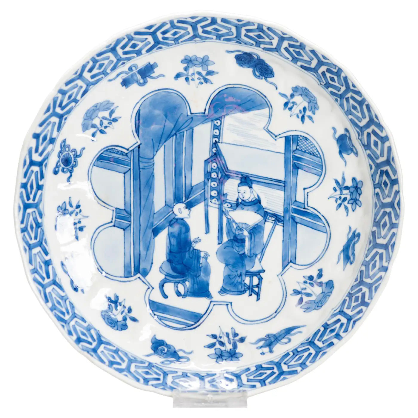 Plato Cheghua Periodo Kangxi del Siglo XIX en Azul Cobalto
