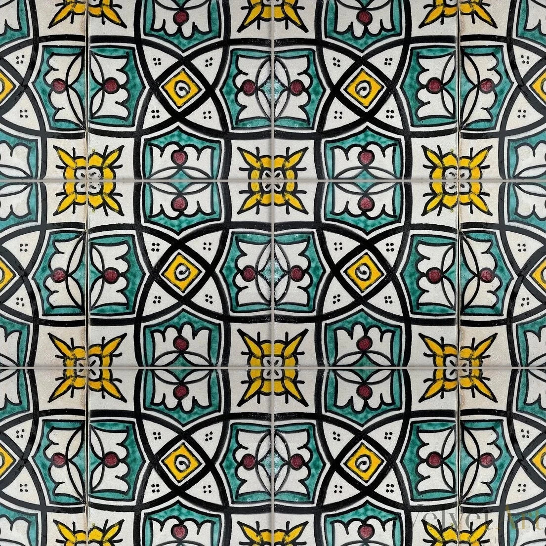 10 azulejos de Marruecos verdes y amarillos hechos a mano – vista 3 de 4