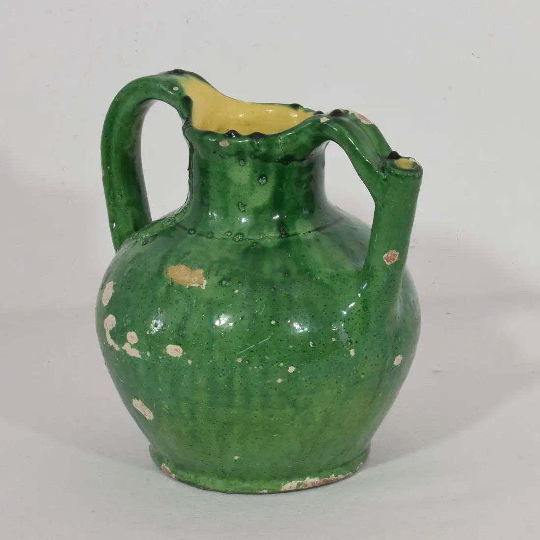 Jarra Verde de Terracota Esmaltada | Cruche Francesa del Siglo XIX