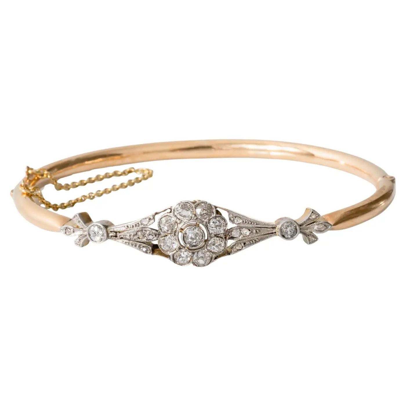 Brazalete Floral de Oro y Diamantes Talla Rosa de 1910
