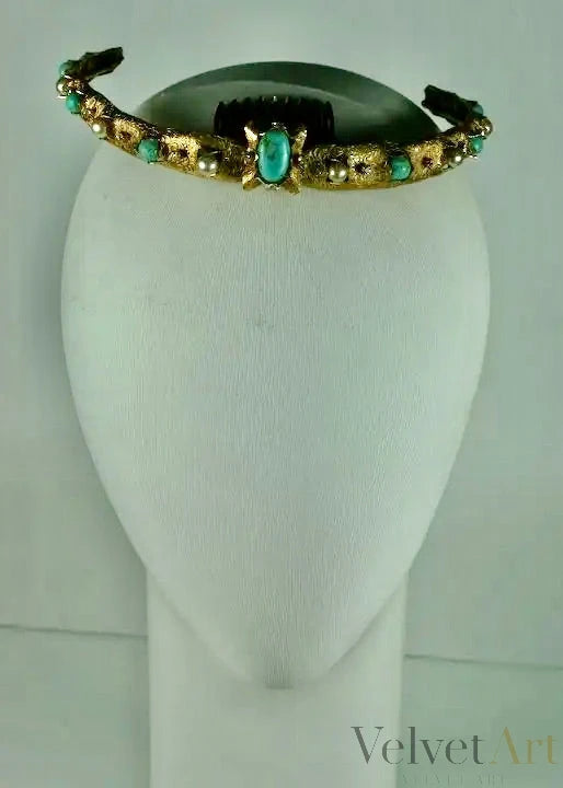 Chanel Diadema de Turquesas y Perlas de los Años 60