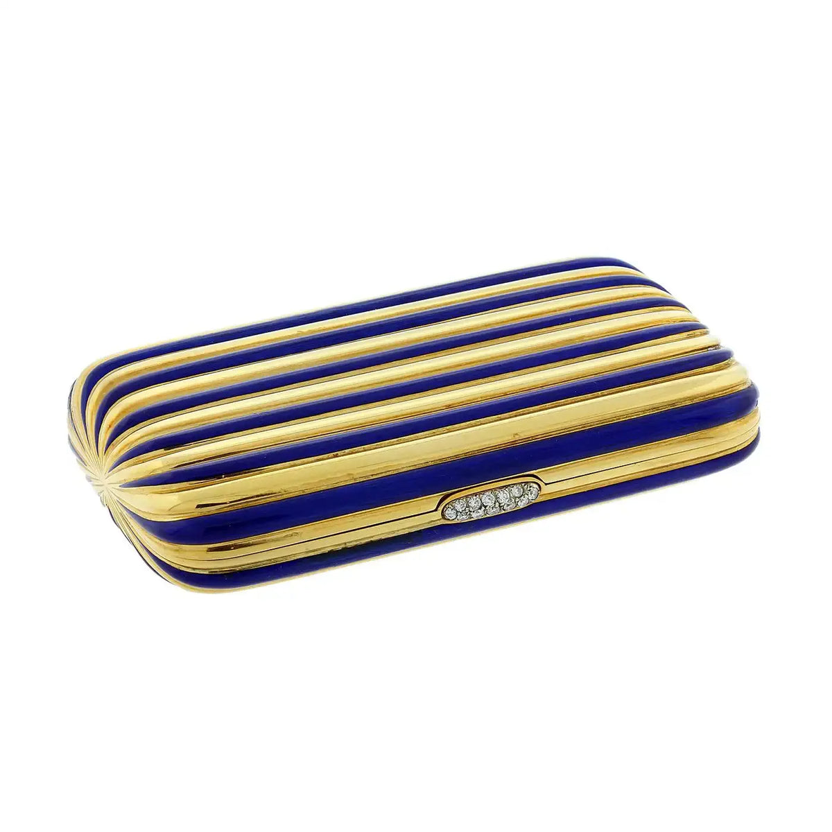 Caja de Maquillaje | Oro, Diamantes y Esmalte Azul | Siglo XX