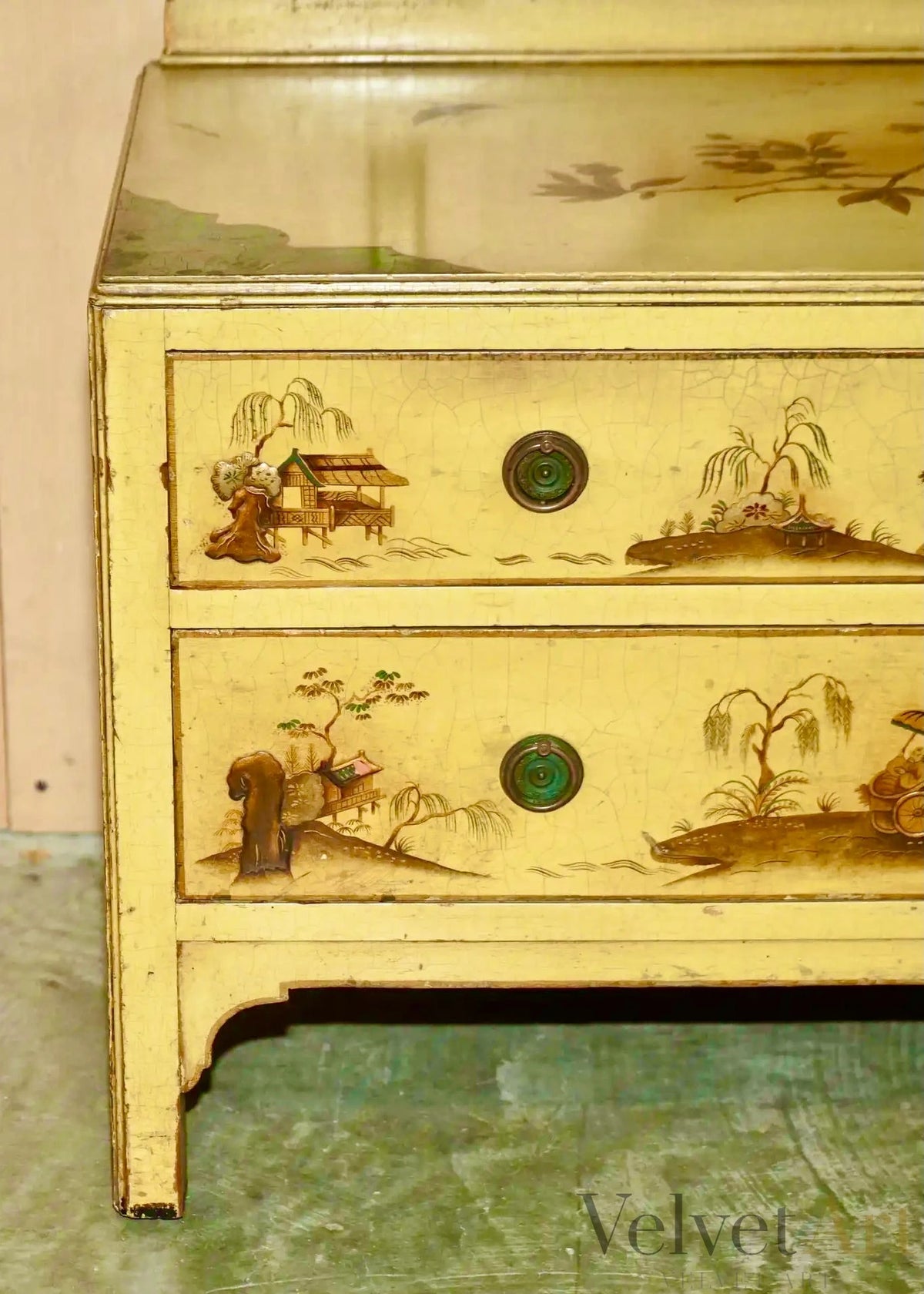 Cómoda Tocador Estilo Chinoiserie de Roble, Principios del Siglo XX