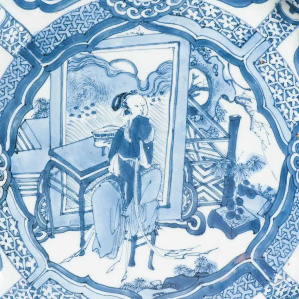 Plato Kraak Ming en Azul Cobalto | Periodo Wanli, 1600